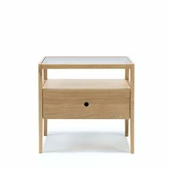 Ethnicraft Oak Spindle Bedside Table, 1 Draw